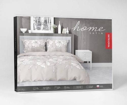 Pościel satyna bawełniana beżowa 160x200 w kwiatowy wzór Home Satin
