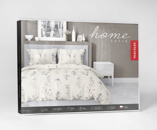 Pościel satyna bawełniana jasno kremowa 220x200 w polne kwiaty Home Satin