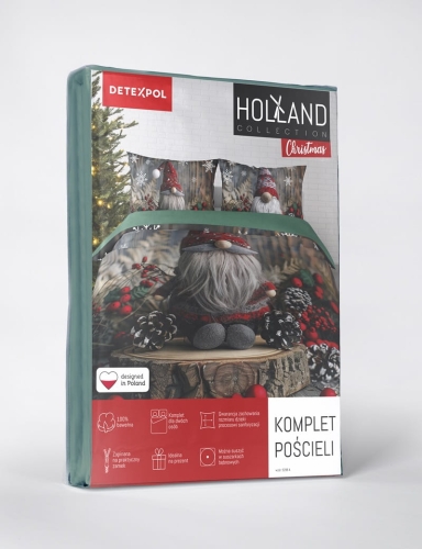 Komplet pościeli świątecznej Holland 160x200 Uroczy Skrzat