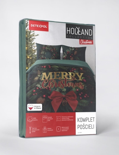Komplet pościeli świątecznej Holland 160x200 Wieniec Bożonarodzeniowy