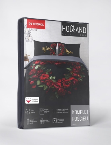 Pościel bawełniana Holland 220x200 Czerwone Róże