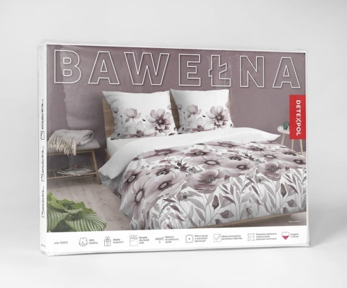 Pościel bawełniana 100% 160x200 w różowo burgundowe kwiaty