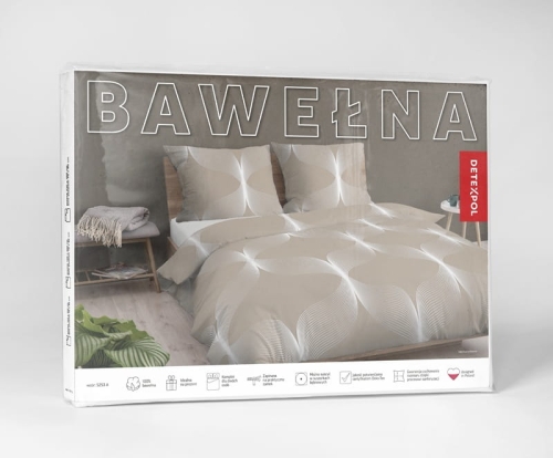 Pościel bawełniana beżowa 100% 220x200 w symetryczne linie