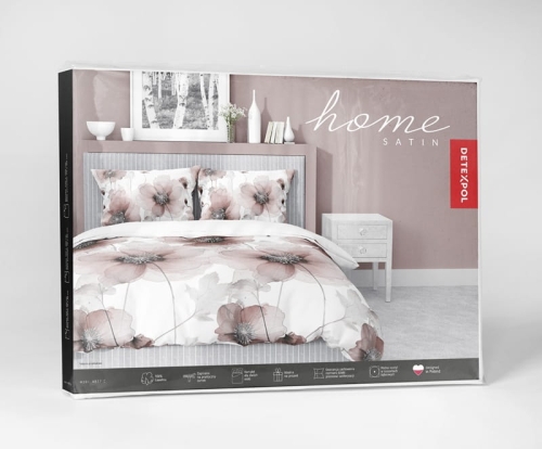 Pościel z satyny bawełnianej białej 160x200 Home Satin w duże kwiaty