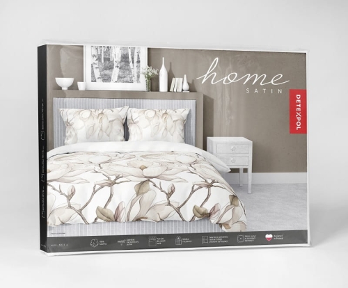 Pościel z satyny bawełnianej 160x200 Home Satin w beżowe magnolie 