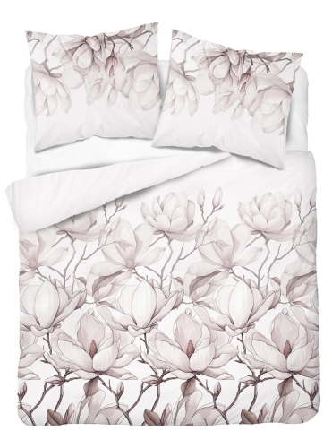 Pościel z satyny bawełnianej 220x200 Home Satin w różowo beżowe magnolie