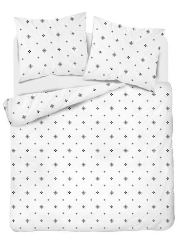Pościel z satyny bawełnianej białej 200x200 Home Satin minimalistyczny wzór geometryczny