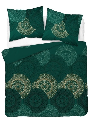 Pościel z satyny bawełnianej 160x200 Home Satin zielono złota mandala