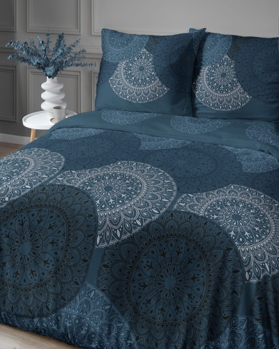 Pościel z satyny bawełnianej 220x200 Home Satin granatowa mandala