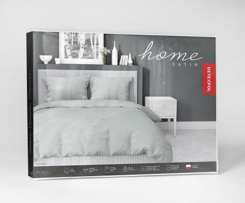 Pościel z satyny bawełnianej miętowej 160x200 Home Satin w liście