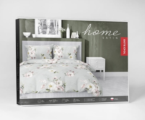 Pościel z satyny bawełnianej miętowej 220x200 Home Satin w magnolie i jaśmin 