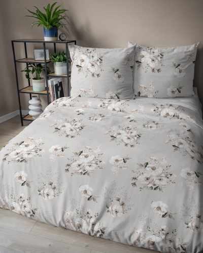 Pościel z satyny bawełnianej beżowej 220x200 Home Satin w magnolie