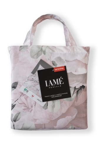 Pościel z perkalu różowa 220x200 piwonie Lame Percale