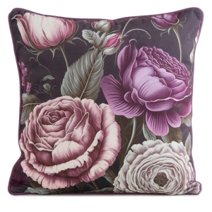 Poszewka dekoracyjna Velvet Z Lamówką 45x45 Duże Fioletowe Kwiaty