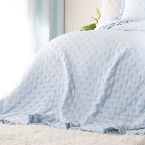 Narzuta Werona 220x240 Błękitna Baby Blue z Falbanką