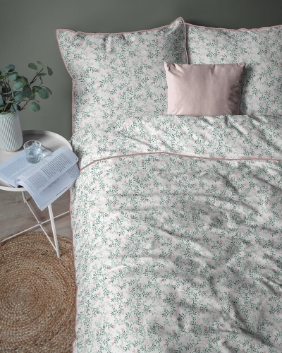 Pościel z perkalu 160x200 Różowe Kwiatuszki Lame Percale