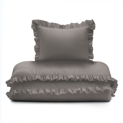 Pościel dziecięca bawełniana 90x120 Warm Grey Falbana