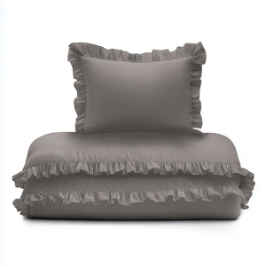 Pościel dziecięca bawełniana 100x135 Warm Grey Falbana