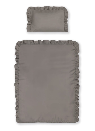 Pościel dziecięca bawełniana 100x135 Warm Grey Falbana