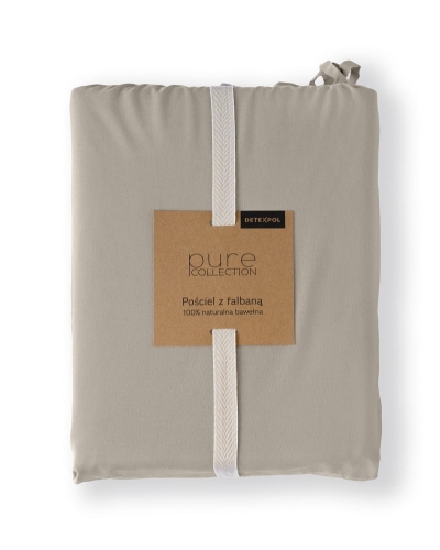 Pościel bawełniana Boho 220x200 Taupe z falbaną