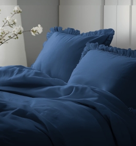 Pościel bawełniana 160x200 Denim z falbaną