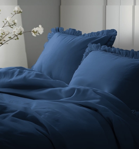Pościel bawełniana 160x200 Denim z falbaną