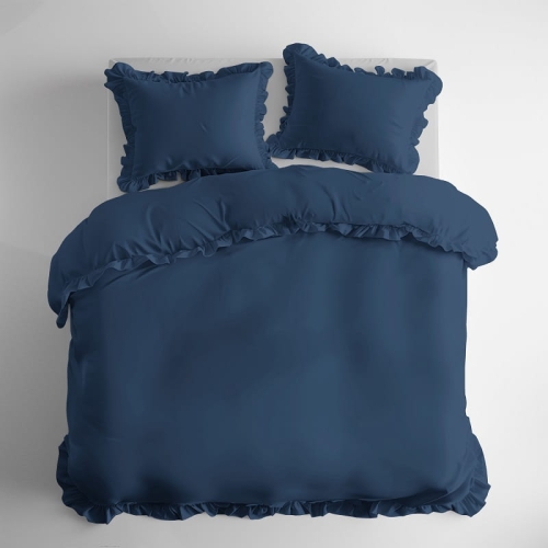 Pościel bawełniana 160x200 Denim z falbaną