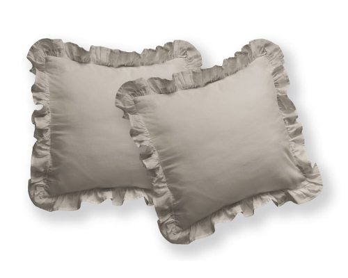 Poszewka bawełniana Boho 40x40 Taupe z falbaną