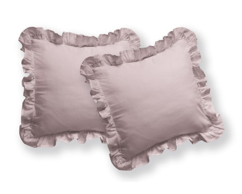 Poszewka bawełniana Boho 40x40 Różowa z falbaną
