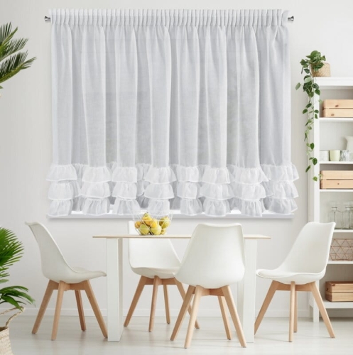 Firanka gotowa Dani 150x300 biała z falbankami taśma