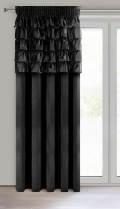 Zasłona Aura 140x270 czarna falbanki taśma 