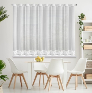 Firanka gotowa Talia 150x350 biała z haftem przelotki