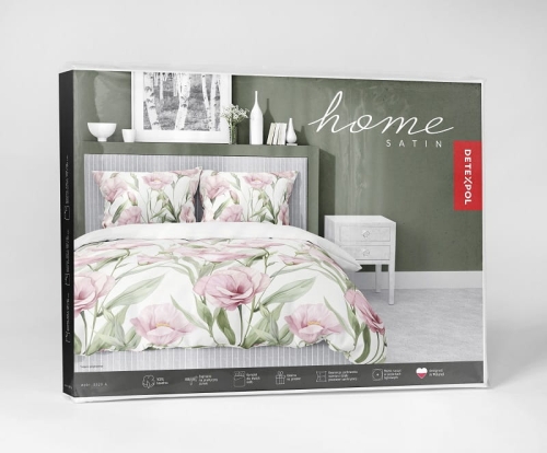 Komplet pościeli z satyny bawełnianej 220x200 w różowe kwiaty eustomy Home Satin