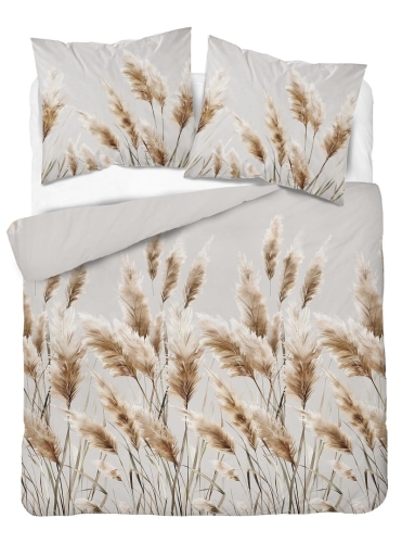 Komplet pościeli z satyny bawełnianej popielatej 160x200 w kłosy traw pampasowych Home Satin