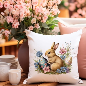 Poszewka Wielkanocna 40x40 Królik z Pisankami Velvet