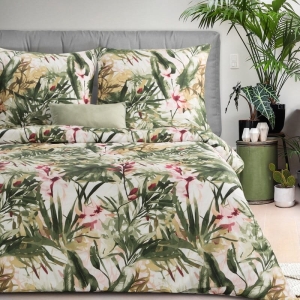 Komplet pościeli z bawełny satynowej Spring 160x200 tropikalny wzór