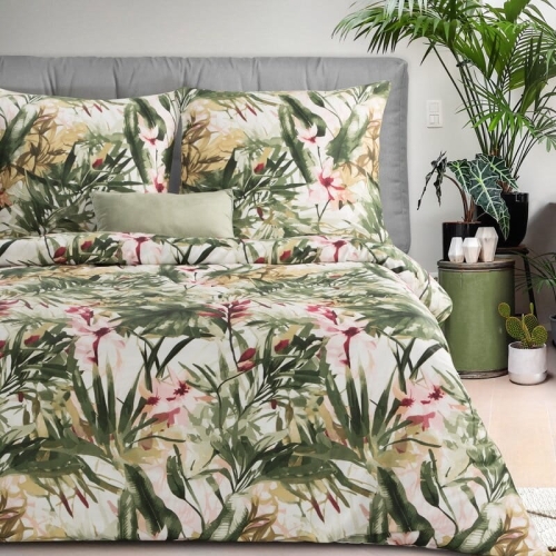 Komplet pościeli z bawełny satynowej Spring 220x200 tropikalny wzór