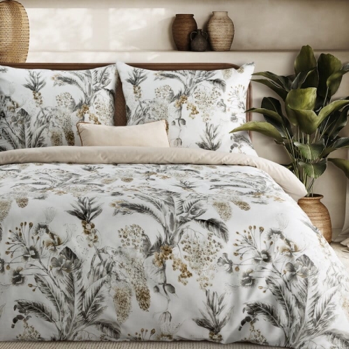 Komplet pościeli z bawełny satynowej Spring 220x200 roślinny motyw