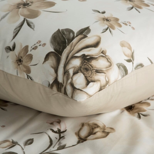 Komplet pościeli z bawełny satynowej Spring 160x200 w beżowo brązowe kwiaty
