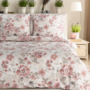 Komplet pościeli z bawełny satynowej Spring 220x200 duże różowe kwiaty
