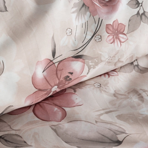 Komplet pościeli z bawełny satynowej Spring 140x200 duże różowe kwiaty