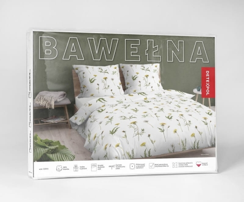 Pościel bawełniana biała 100% 160x200 w mniszki lekarskie