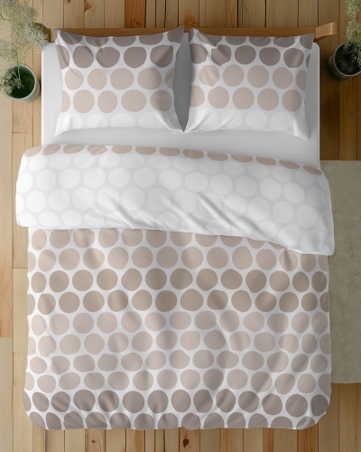 Komplet pościeli z satyny bawełnianej 160x200 w brązowe i beżowe kropki Home Satin