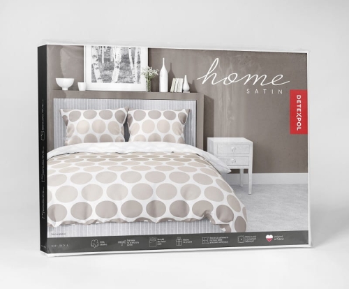 Komplet pościeli z satyny bawełnianej 160x200 w brązowe i beżowe kropki Home Satin