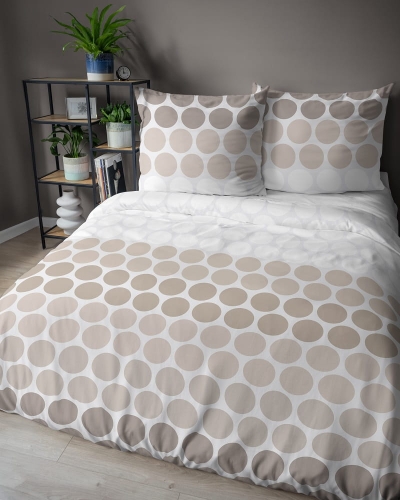 Komplet pościeli z satyny bawełnianej 160x200 w brązowe i beżowe kropki Home Satin