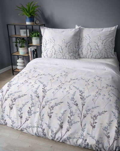 Komplet pościeli z satyny bawełnianej 160x200 w drobne gałązki Home Satin