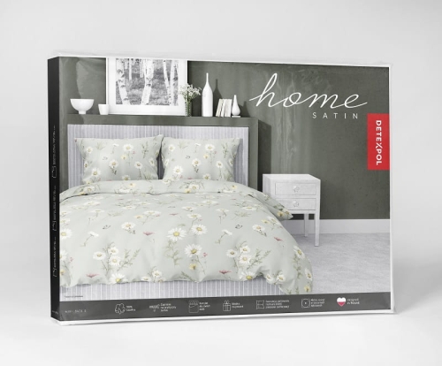 Komplet pościeli z satyny bawełnianej miętowa 220x200 w polne kwiaty Home Satin 