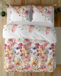 Komplet pościeli z satyny bawełnianej 160x200 w kolorowe kwiaty Home Satin