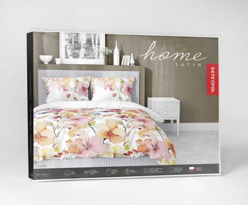 Komplet pościeli z satyny bawełnianej 160x200 w kolorowe kwiaty Home Satin