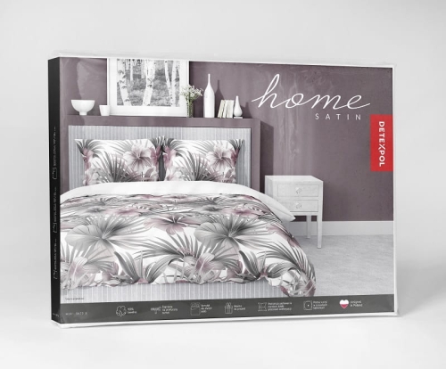 Komplet pościeli z satyny bawełnianej 160x200 w różowe hibiskusy Home Satin
